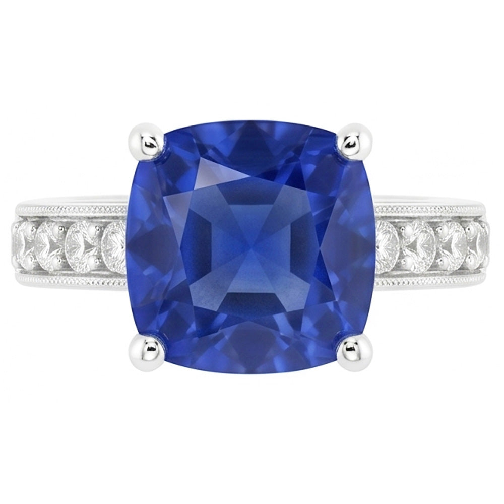 Natural Sapphire Ring 3.30ct - White Gold 14K