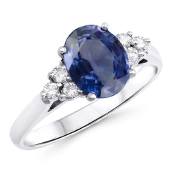 Natural Sapphire Ring 3.40ct - White Gold 14K