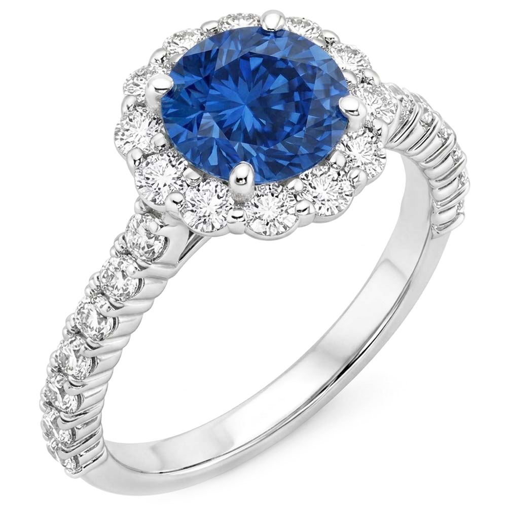 Natural Sapphire Ring 3.40ct - White Gold 14K