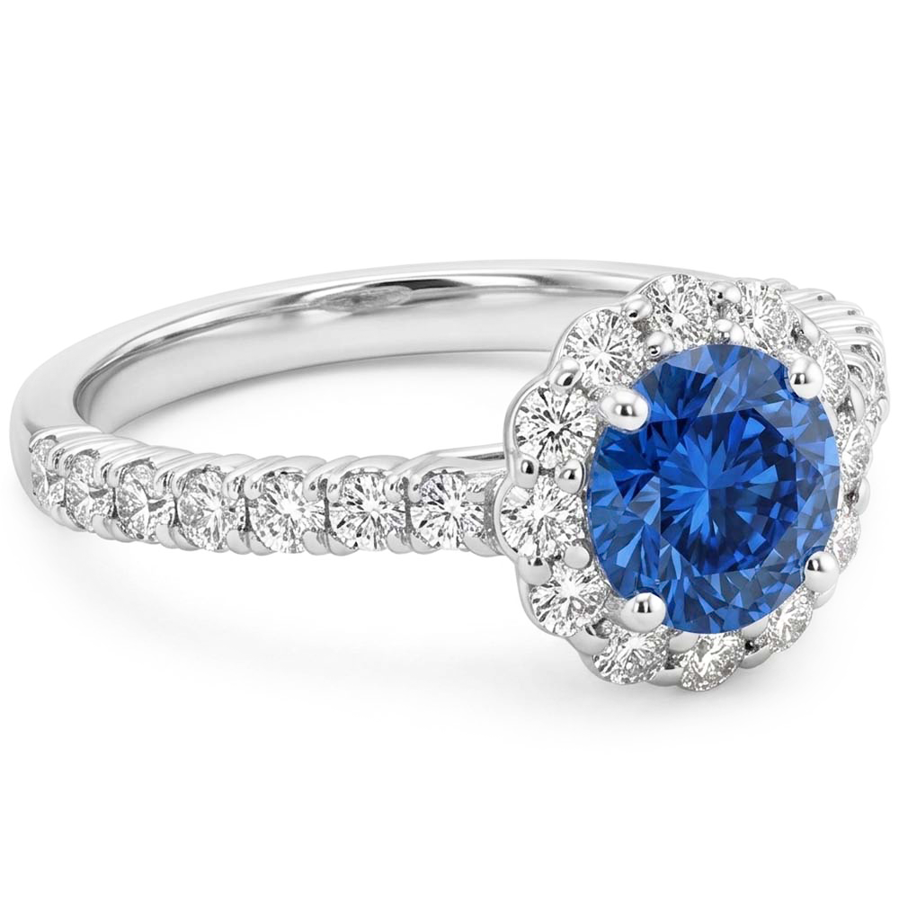 Natural Sapphire Ring 3.40ct - White Gold 14K
