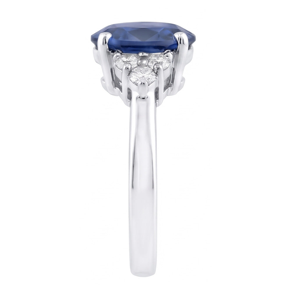 Natural Sapphire Ring 3.40ct - White Gold 14K