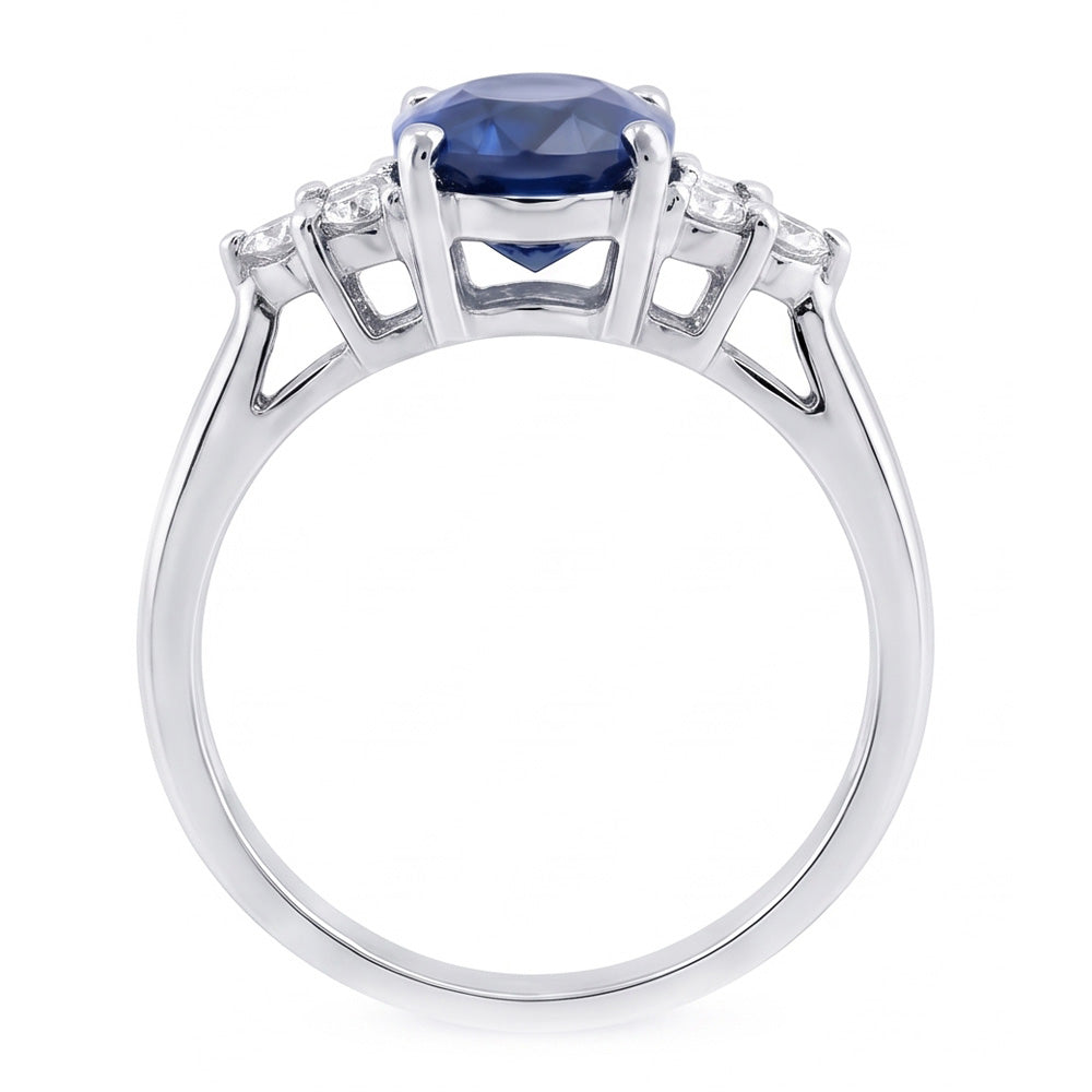 Natural Sapphire Ring 3.40ct - White Gold 14K