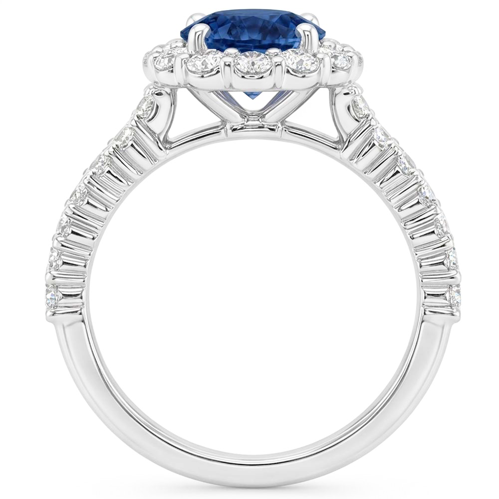 Natural Sapphire Ring 3.40ct - White Gold 14K