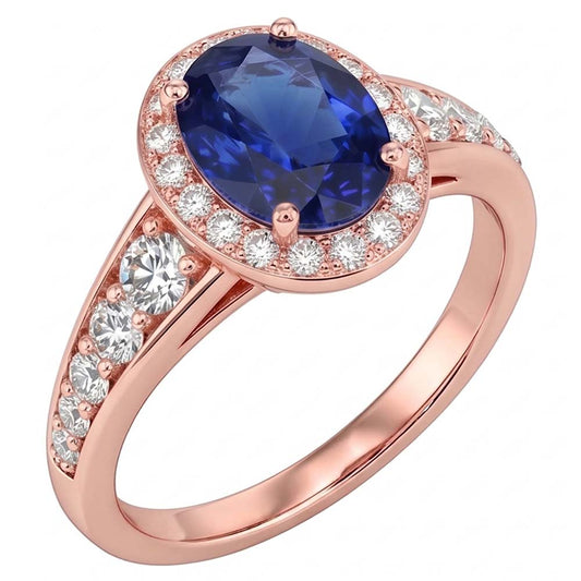 Natural Sapphire Ring 3.50ct - Rose Gold 14K