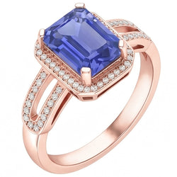 Natural Sapphire Ring 3.50ct - Rose Gold 14K