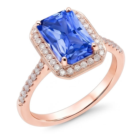 Natural Sapphire Ring 3.50ct - Rose Gold 14K