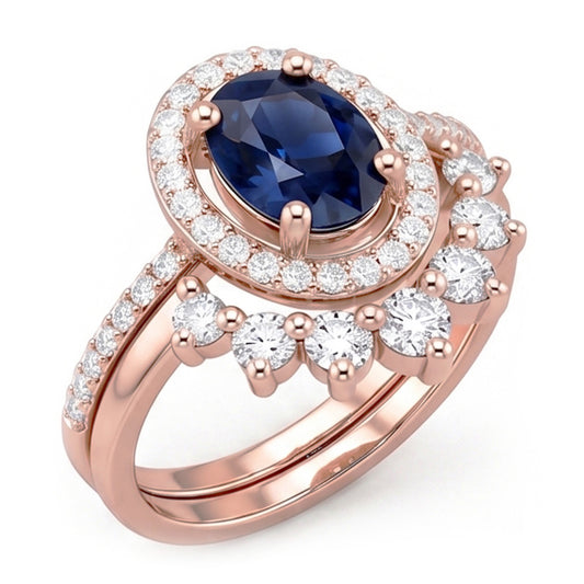 Natural Sapphire Ring 3.50ct - Rose Gold 14K