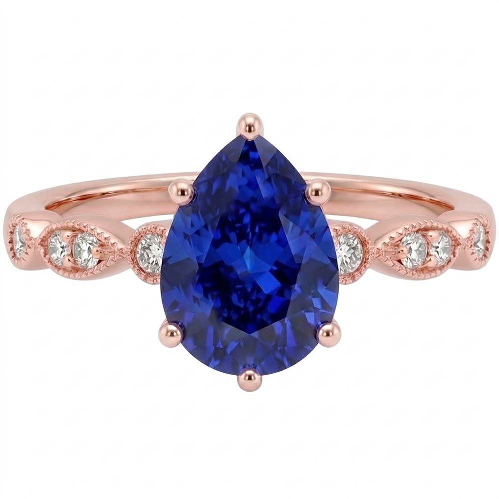 Natural Sapphire Ring 3.50ct - Rose Gold 14K