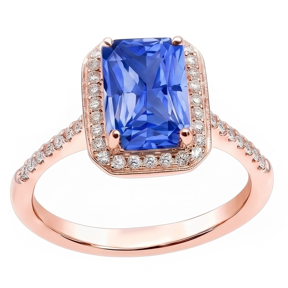 Natural Sapphire Ring 3.50ct - Rose Gold 14K