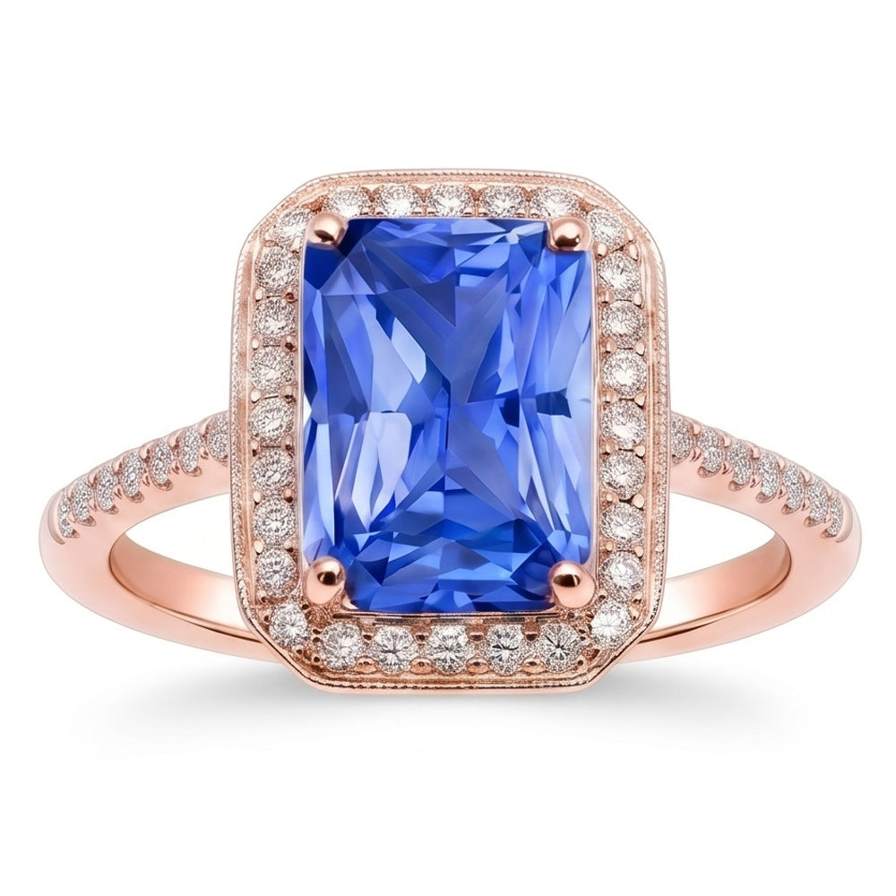 Natural Sapphire Ring 3.50ct - Rose Gold 14K