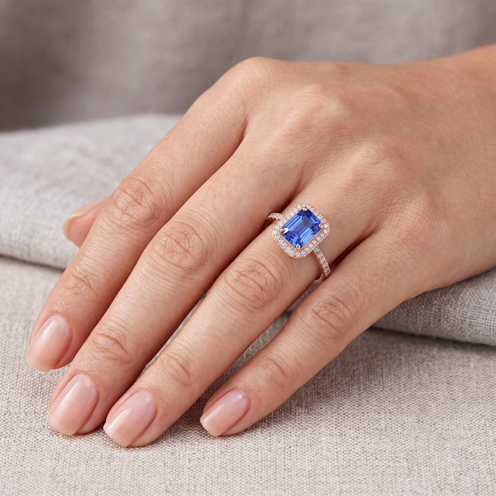 Natural Sapphire Ring 3.50ct - Rose Gold 14K