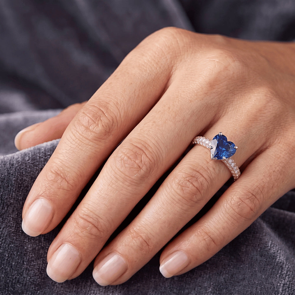 Natural Sapphire Ring 3.50ct - Two Tone 14K Gold