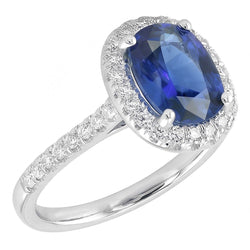 Natural Sapphire Ring 3.50ct - White Gold 14K