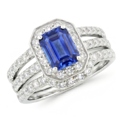 Natural Sapphire Ring 3.50ct - White Gold 14K