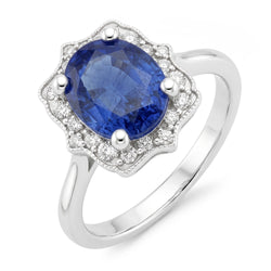 Natural Sapphire Ring 3.50ct - White Gold 14K