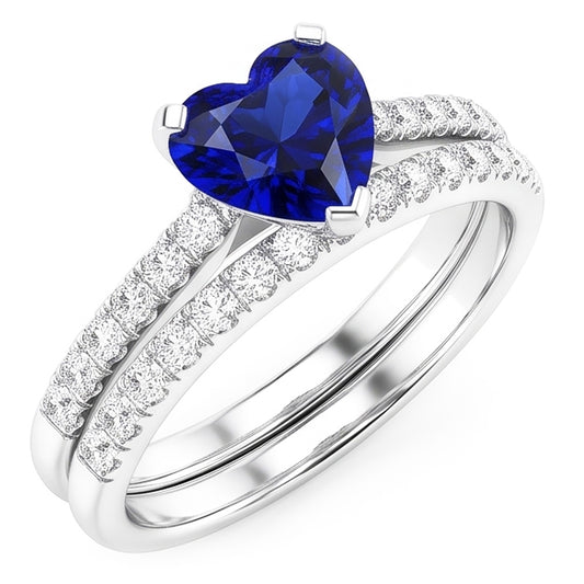 Natural Sapphire Ring 3.50ct - White Gold 14K