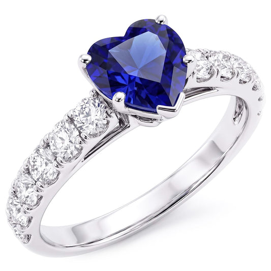Natural Sapphire Ring 3.50ct - White Gold 14K