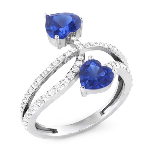 Natural Sapphire Ring 3.50ct - White Gold 14K
