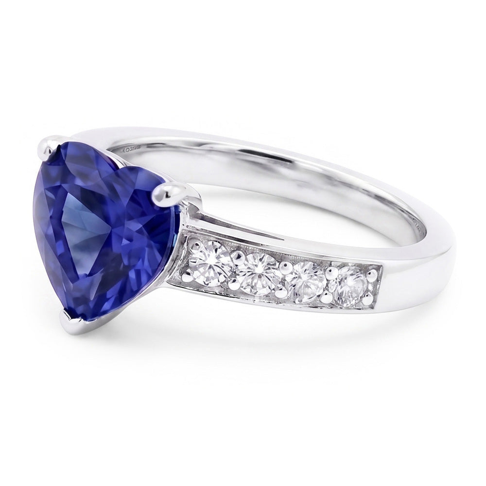 Natural Sapphire Ring 3.50ct - White Gold 14K