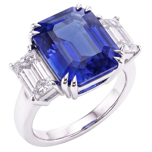 Natural Sapphire Ring 3.50ct - White Gold 14K