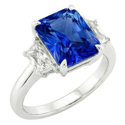 Natural Sapphire Ring 3.50ct - White Gold 14K