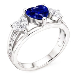 Natural Sapphire Ring 3.50ct - White Gold 14K