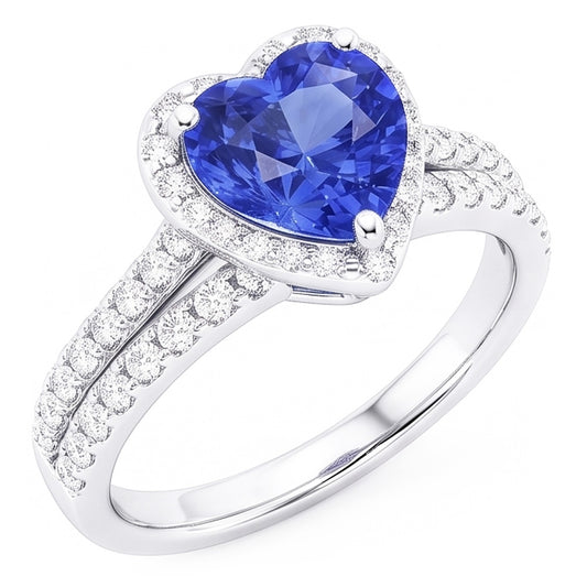 Natural Sapphire Ring 3.50ct - White Gold 14K