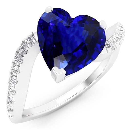 Natural Sapphire Ring 3.50ct - White Gold 14K
