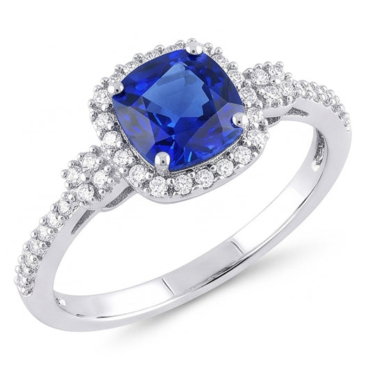 Natural Sapphire Ring 3.50ct - White Gold 14K
