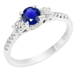 Natural Sapphire Ring 3.50ct - White Gold 14K