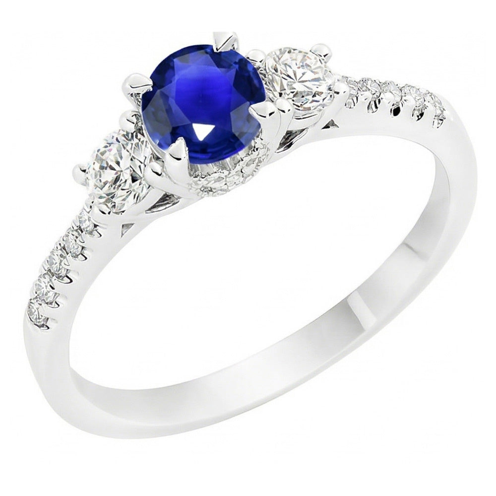 Natural Sapphire Ring 3.50ct - White Gold 14K
