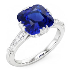 Natural Sapphire Ring 3.50ct - White Gold 14K