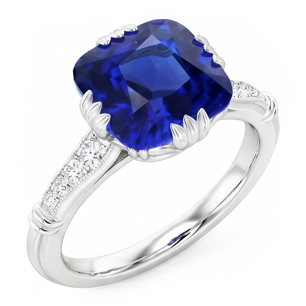 Natural Sapphire Ring 3.50ct - White Gold 14K