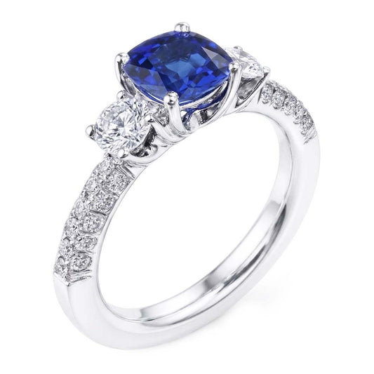 Natural Sapphire Ring 3.50ct - White Gold 14K