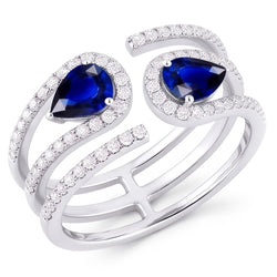 Natural Sapphire Ring 3.50ct - White Gold 14K