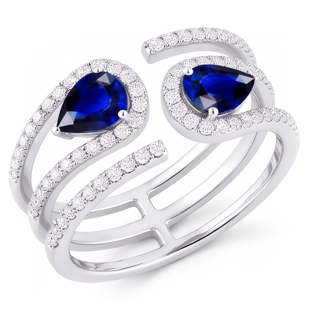 Natural Sapphire Ring 3.50ct - White Gold 14K