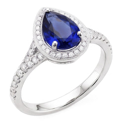 Natural Sapphire Ring 3.50ct - White Gold 14K
