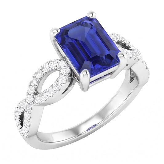 Natural Sapphire Ring 3.50ct - White Gold 14K