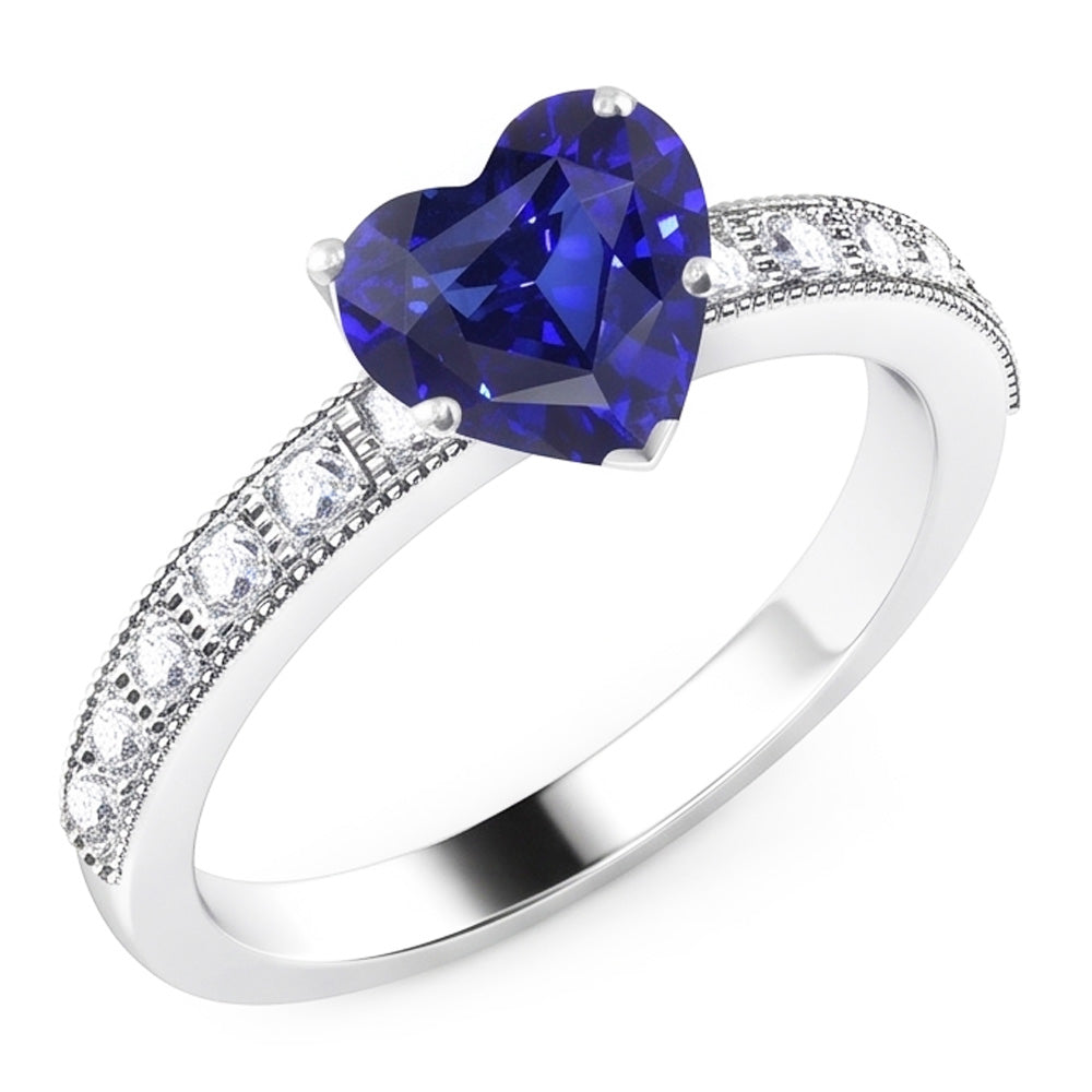 Natural Sapphire Ring 3.50ct - White Gold 14K