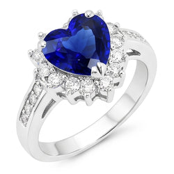 Natural Sapphire Ring 3.50ct - White Gold 14K