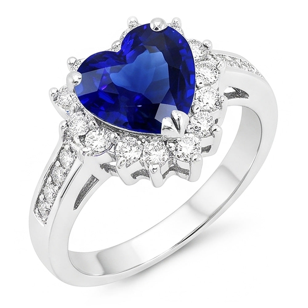 Natural Sapphire Ring 3.50ct - White Gold 14K