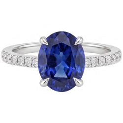 Natural Sapphire Ring 3.50ct - White Gold 14K