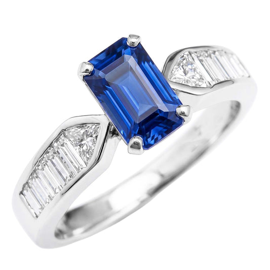Natural Sapphire Ring 3.50ct - White Gold 14K