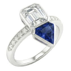Natural Sapphire Ring 3.50ct - White Gold 14K
