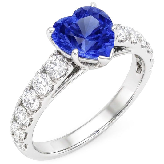 Natural Sapphire Ring 3.50ct - White Gold 14K