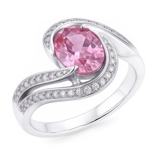 Natural Sapphire Ring 3.50ct - White Gold 14K