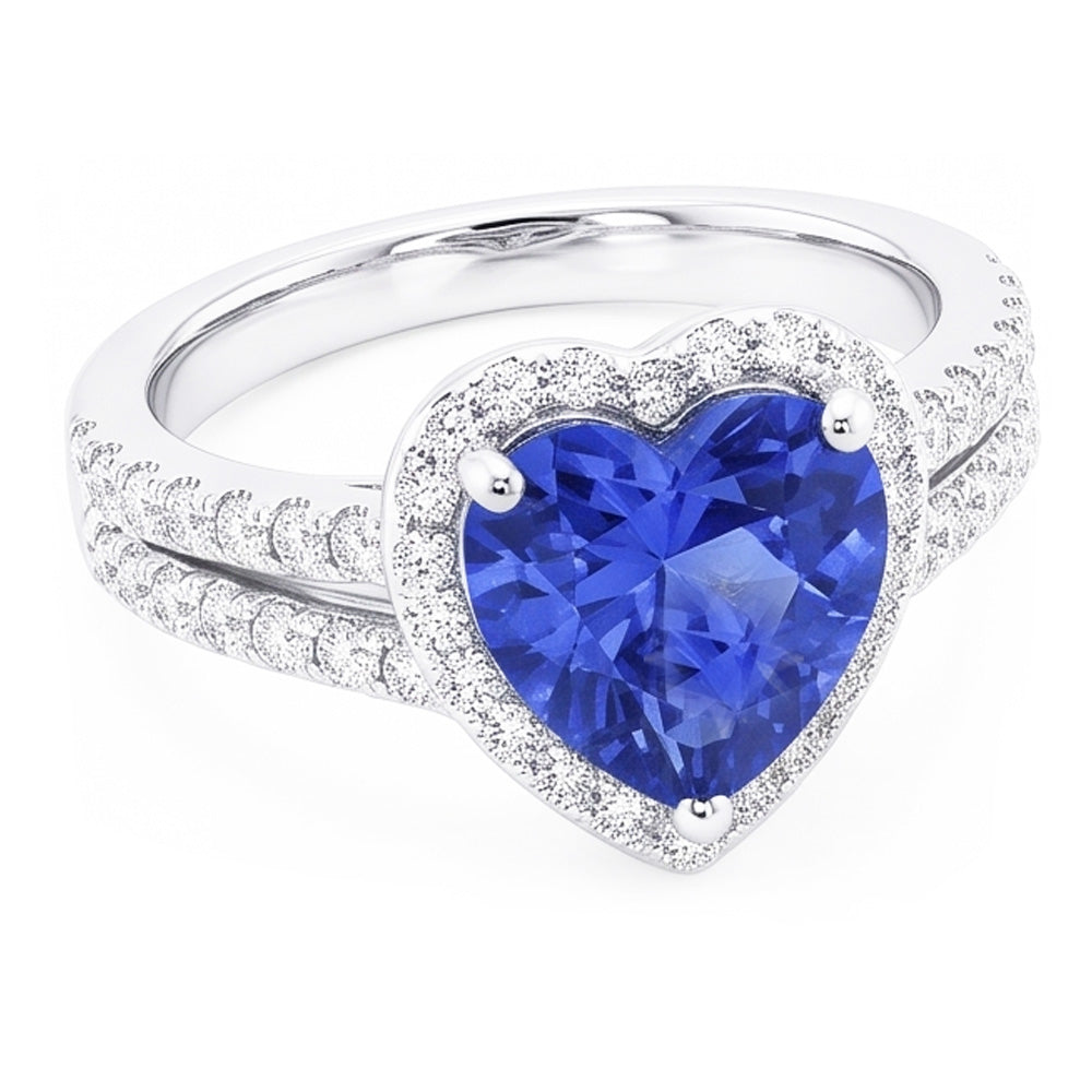Natural Sapphire Ring 3.50ct - White Gold 14K