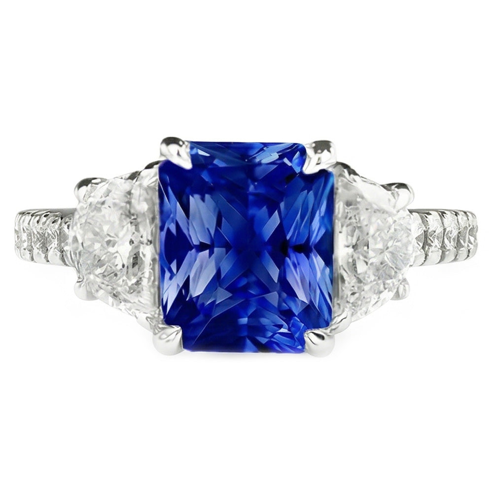 Natural Sapphire Ring 3.50ct - White Gold 14K