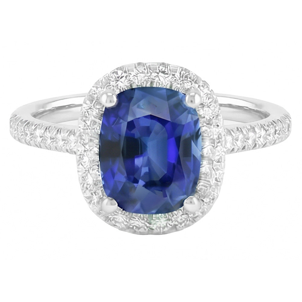 natural round sapphire 3.50ct ring side angle