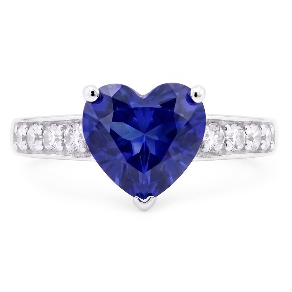 Natural Sapphire Ring 3.50ct - White Gold 14K